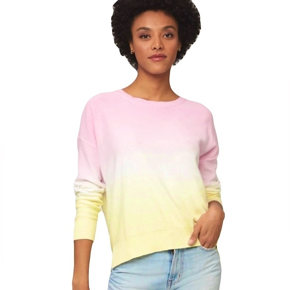 beachlunchlounge Boho Ombré Tie-dye Lightweight Knit Cotton Crew Neck Sweater XS